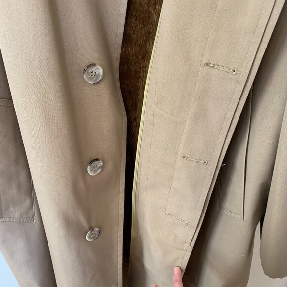 Vintage Mens 46 Long London Fog Overcoat Raincoat Removable Faux Fur Lining EUC - Picture 7 of 15